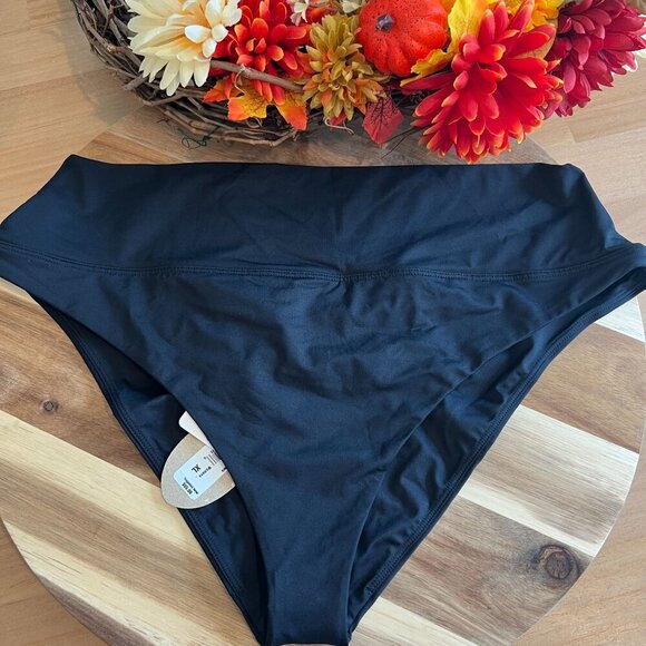 prAna Womens Aurelia Bathing Suit Bikini Bottom High Waisted XL XTRA LARGE Black - Picture 1 of 7